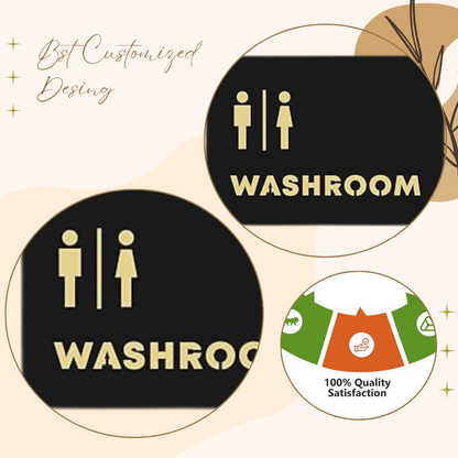 Luxury Washroom Indicator Sign – Gold on Black Finish