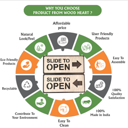 Wooden “Slide to Open” Door Sign Board – Left & Right Arrow Set