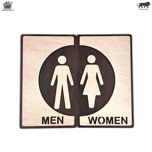 Wooden Men & Women Restroom Sign Board – 2-Piece Set