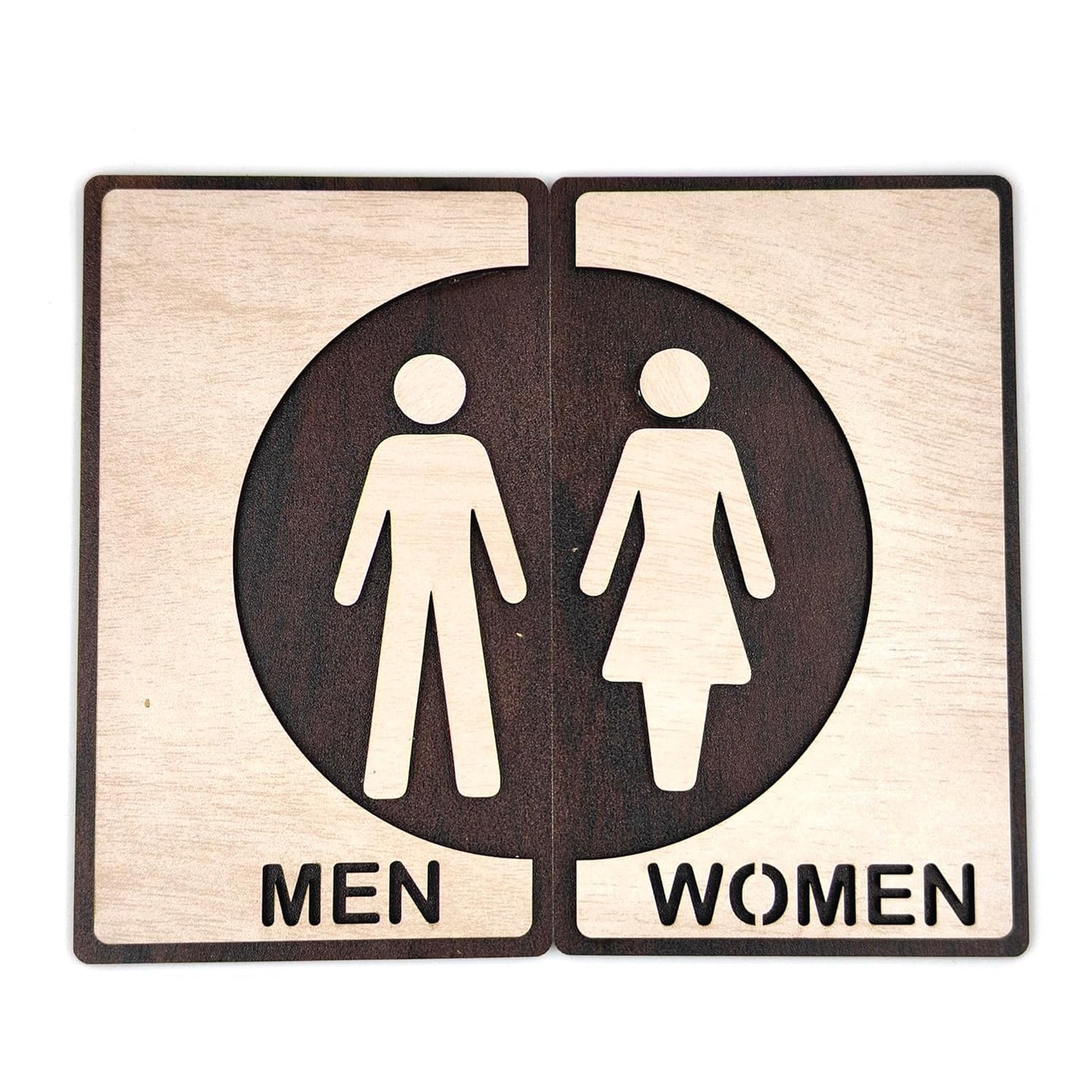 Wooden Men & Women Restroom Sign Board – 2-Piece Set