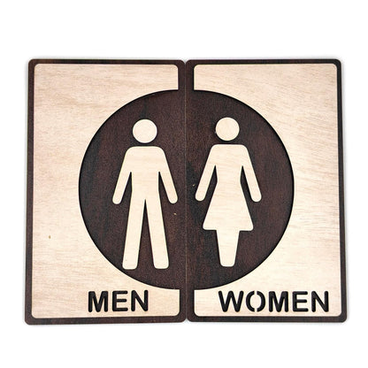 Wooden Men & Women Restroom Sign Board – 2-Piece Set
