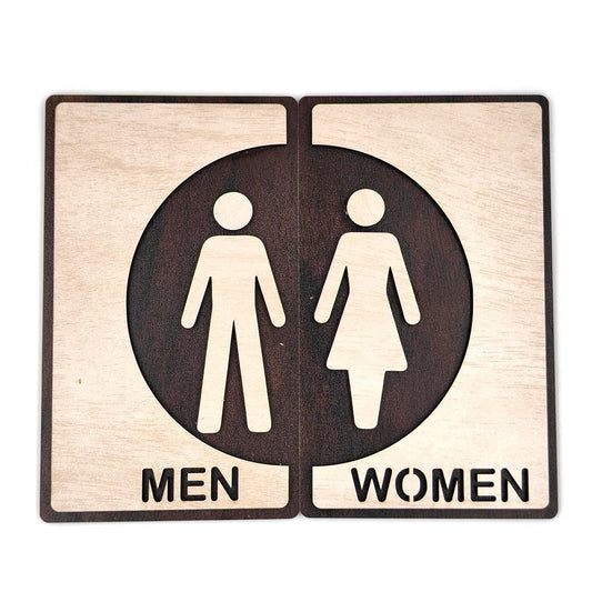 Wooden Men & Women Restroom Sign Board – 2-Piece Set