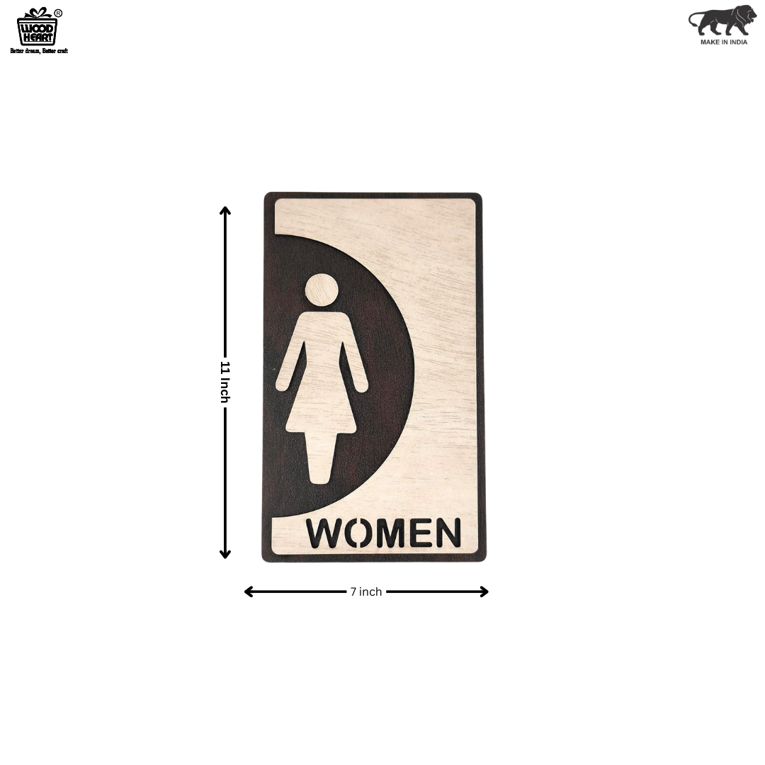 Wooden Men & Women Restroom Sign Board – 2-Piece Set