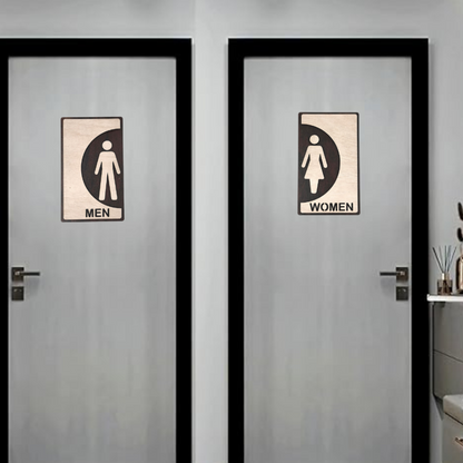 Wooden Men & Women Restroom Sign Board – 2-Piece Set