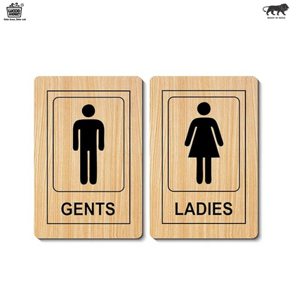 Wooden Gents & Ladies Restroom Door Signs – 2-Piece Set
