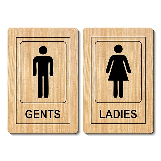 Wooden Gents & Ladies Restroom Door Signs – 2-Piece Set