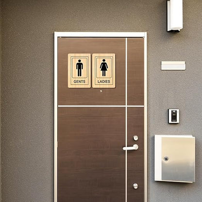 Wooden Gents & Ladies Restroom Door Signs – 2-Piece Set
