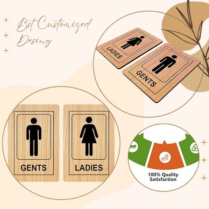 Wooden Gents & Ladies Restroom Door Signs – 2-Piece Set