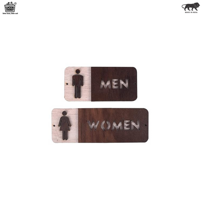 Premium Wooden Men & Women Restroom Door Signs – 2-Piece Set