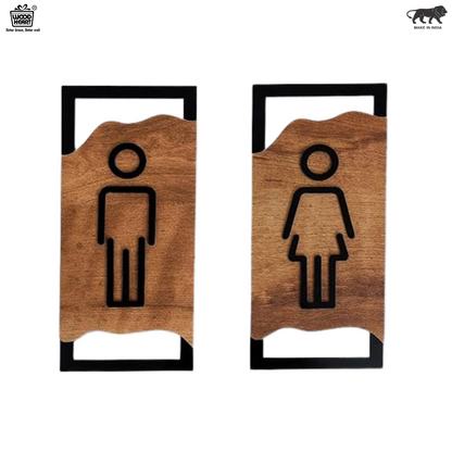 Elegant Wooden Men & Women Restroom Signs – Minimalist Cut-Out Design