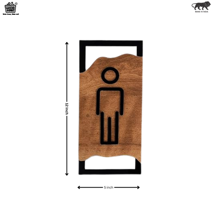 Elegant Wooden Men & Women Restroom Signs – Minimalist Cut-Out Design