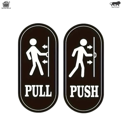Black & White Push & Pull Door Sign Board – Rounded Vertical Design