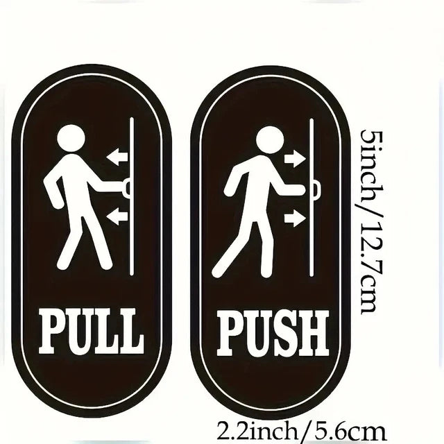 Black & White Push & Pull Door Sign Board – Rounded Vertical Design