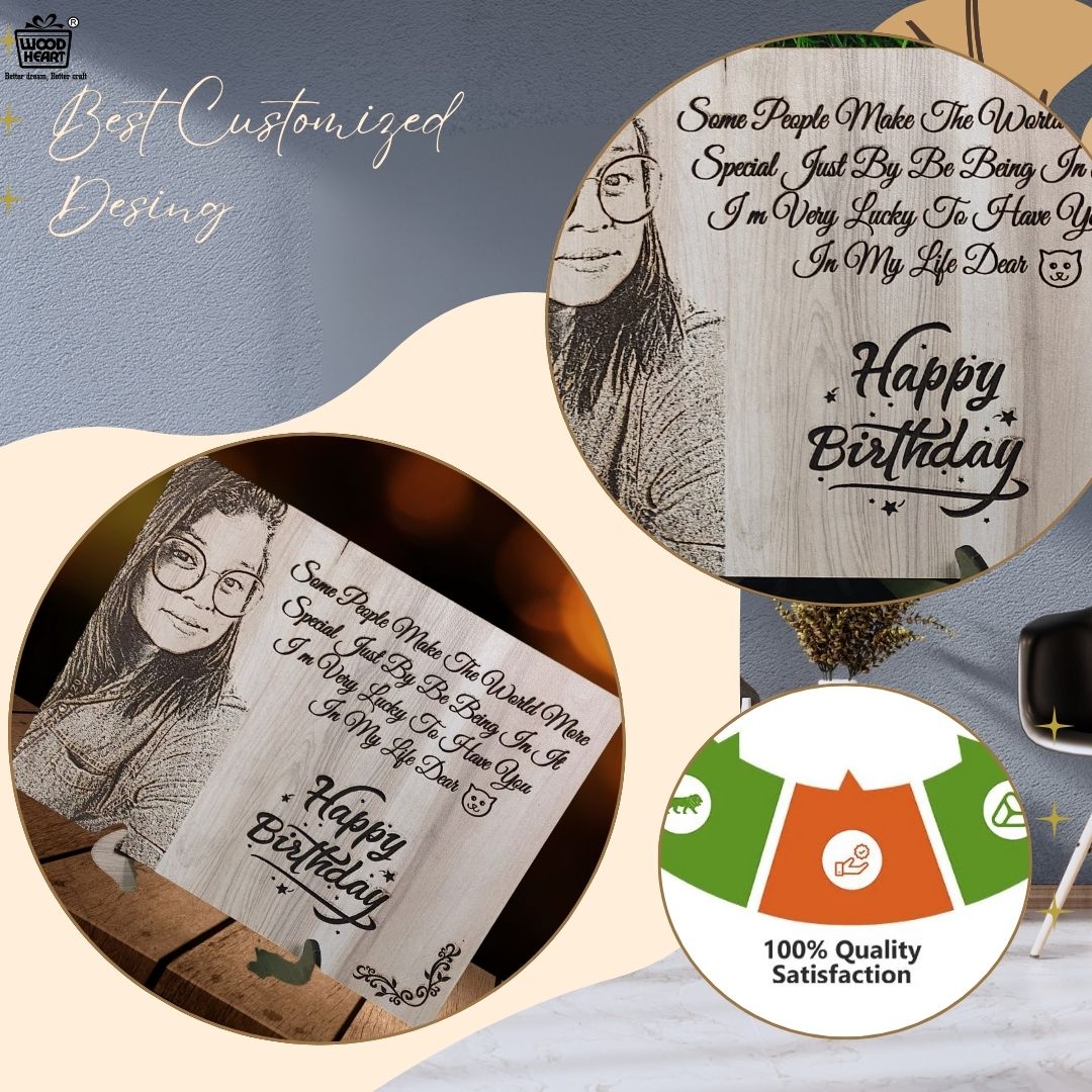 Personalized Wooden Birthday Photo Frame | Custom Engraved Gift for Loved Ones by Wood Heart