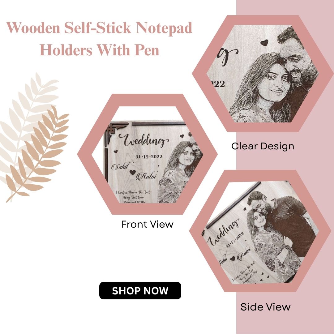 Personalized Wooden Wedding Photo Frame | Custom Engraved Couple Name & Date Gift by Wood Heart