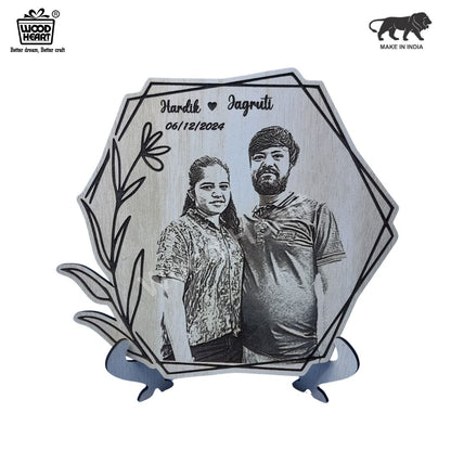 Personalized Wooden Engraved Photo Frame with Names & Date – Custom Couple Gift for Anniversary or Wedding