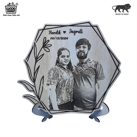 Personalized Wooden Engraved Photo Frame with Names & Date – Custom Couple Gift for Anniversary or Wedding