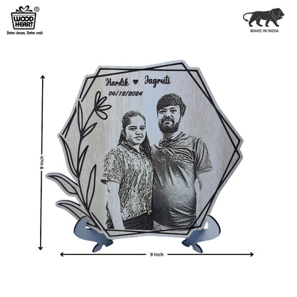 Personalized Wooden Engraved Photo Frame with Names & Date – Custom Couple Gift for Anniversary or Wedding