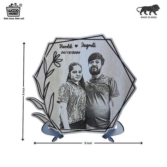 Personalized Wooden Engraved Photo Frame with Names & Date – Custom Couple Gift for Anniversary or Wedding