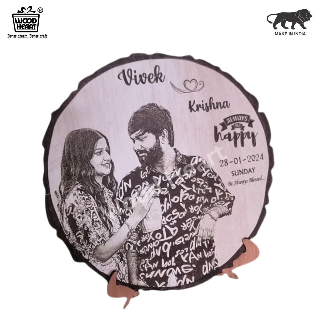 Personalized Wooden Engraved Couple Photo Frame with Date & Quote – Custom Gift for Anniversary, Wedding, or Valentine’s Day