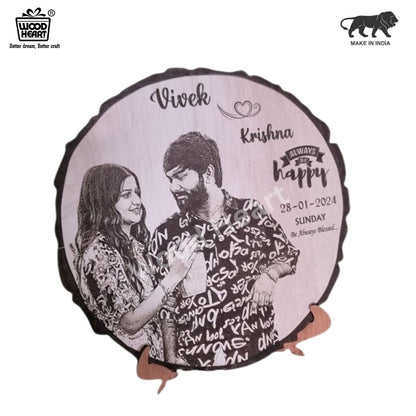 Personalized Wooden Engraved Couple Photo Frame with Date & Quote – Custom Gift for Anniversary, Wedding, or Valentine’s Day