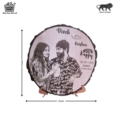 Personalized Wooden Engraved Couple Photo Frame with Date & Quote – Custom Gift for Anniversary, Wedding, or Valentine’s Day