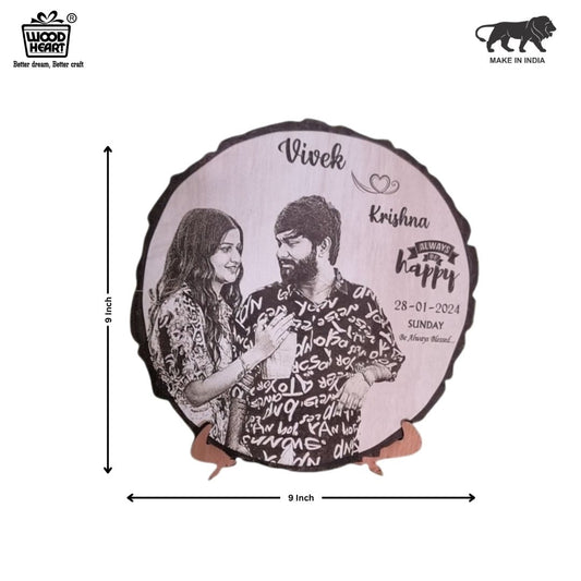 Personalized Wooden Engraved Couple Photo Frame with Date & Quote – Custom Gift for Anniversary, Wedding, or Valentine’s Day