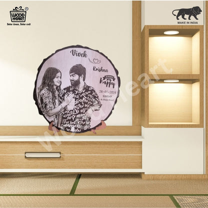 Personalized Wooden Engraved Couple Photo Frame with Date & Quote – Custom Gift for Anniversary, Wedding, or Valentine’s Day