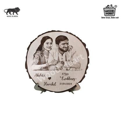 Personalized Wooden Engraved Wedding Photo Frame with Couple Names & Date – Custom Gift for Newlyweds or Anniversary