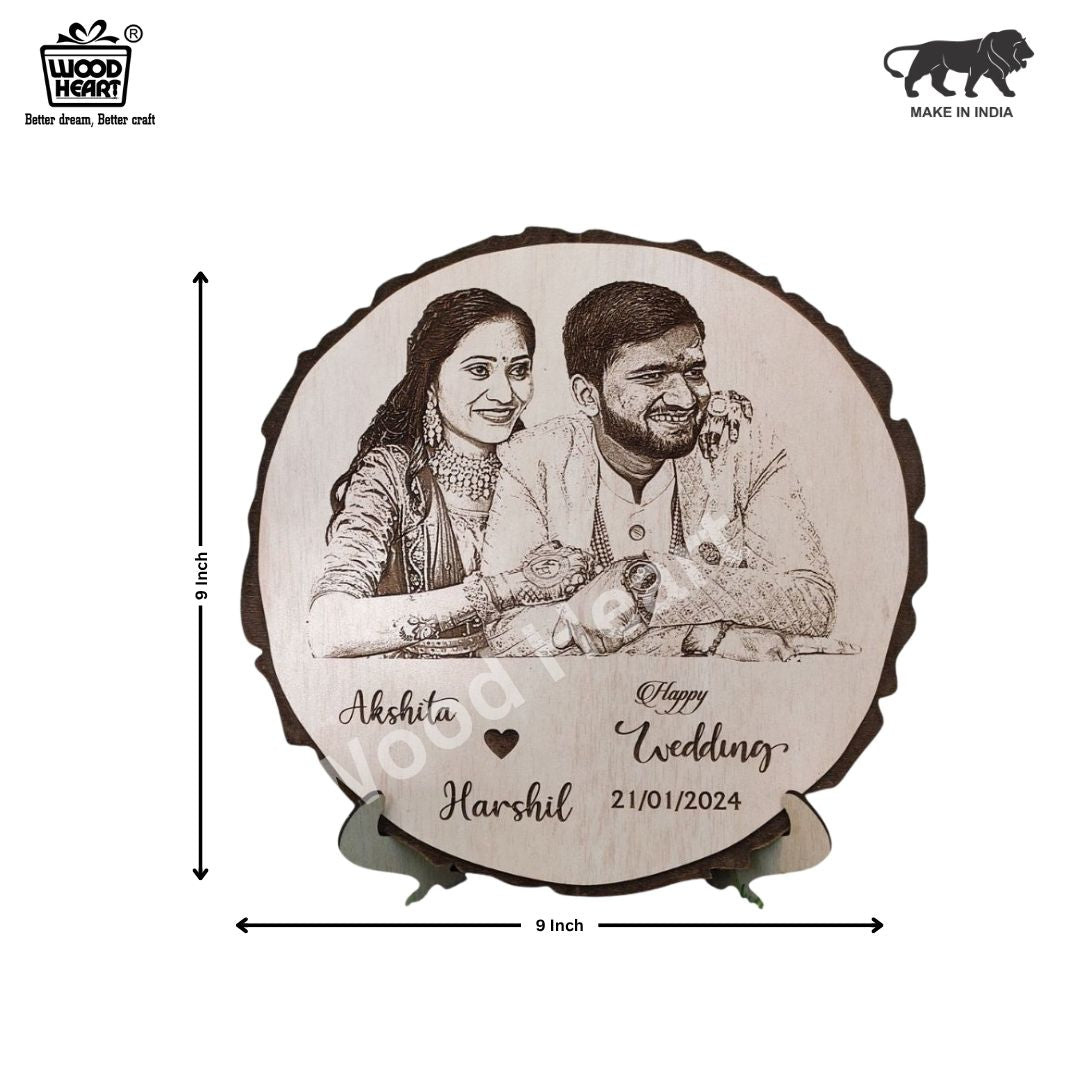 Personalized Wooden Engraved Wedding Photo Frame with Couple Names & Date – Custom Gift for Newlyweds or Anniversary