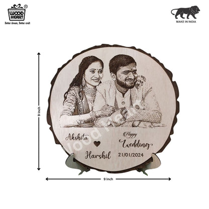 Personalized Wooden Engraved Wedding Photo Frame with Couple Names & Date – Custom Gift for Newlyweds or Anniversary