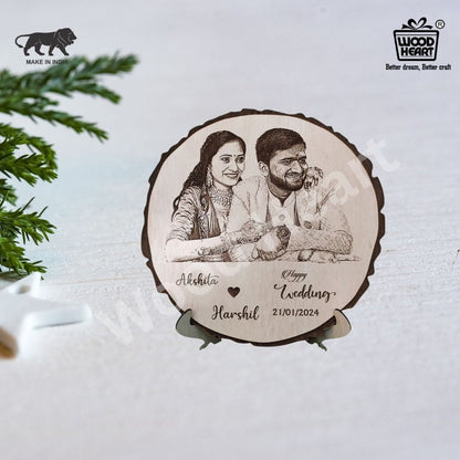 Personalized Wooden Engraved Wedding Photo Frame with Couple Names & Date – Custom Gift for Newlyweds or Anniversary