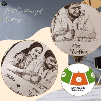 Personalized Wooden Engraved Wedding Photo Frame with Couple Names & Date – Custom Gift for Newlyweds or Anniversary