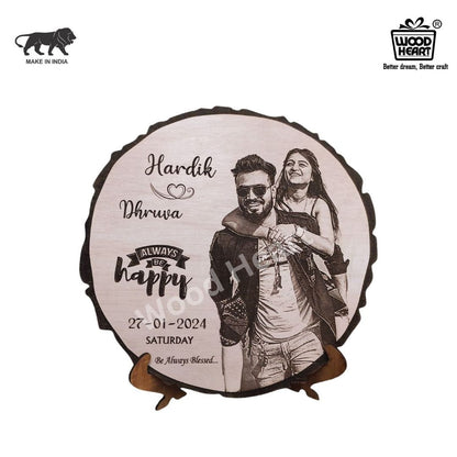 Personalized Wooden Engraved Couple Photo Frame with Names & Date – Custom Gift for Anniversary, Wedding, or Valentine’s Day