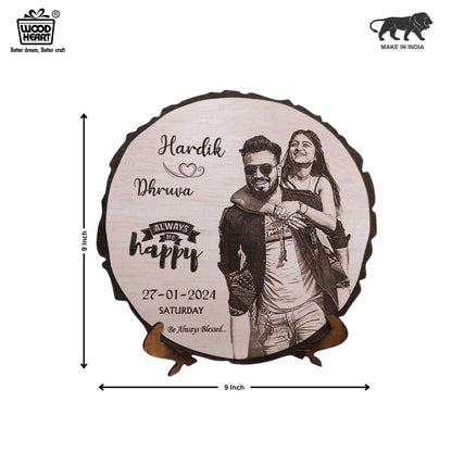 Personalized Wooden Engraved Couple Photo Frame with Names & Date – Custom Gift for Anniversary, Wedding, or Valentine’s Day