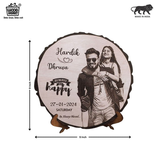 Personalized Wooden Engraved Couple Photo Frame with Names & Date – Custom Gift for Anniversary, Wedding, or Valentine’s Day