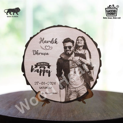 Personalized Wooden Engraved Couple Photo Frame with Names & Date – Custom Gift for Anniversary, Wedding, or Valentine’s Day