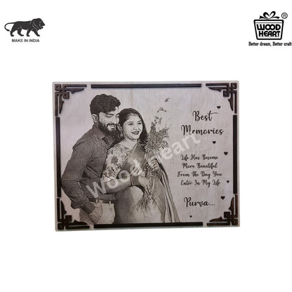 Personalized “Best Memories” Wooden Engraved Photo Plaque – Custom Couple Gift by Wood Heart