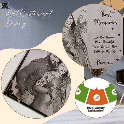 Personalized “Best Memories” Wooden Engraved Photo Plaque – Custom Couple Gift by Wood Heart