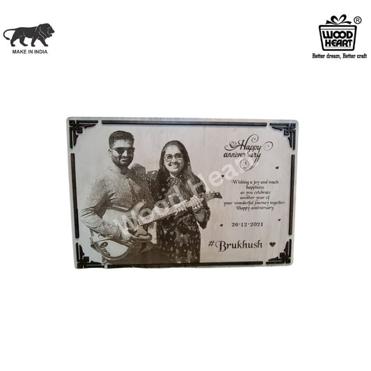 Personalized Wooden Anniversary Photo Frame | Custom Engraved Couple Gift Plaque by Wood Heart