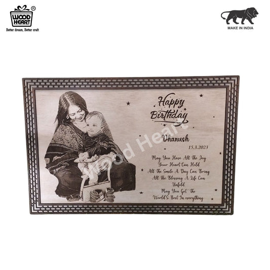 Personalized Wooden Birthday Photo Frame | Custom Engraved Gift Plaque for Kids & Parents by Wood Heart