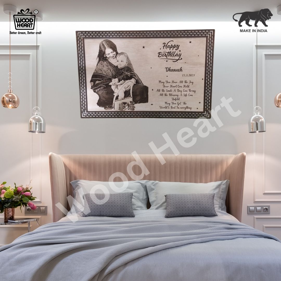 Personalized Wooden Birthday Photo Frame | Custom Engraved Gift Plaque for Kids & Parents by Wood Heart