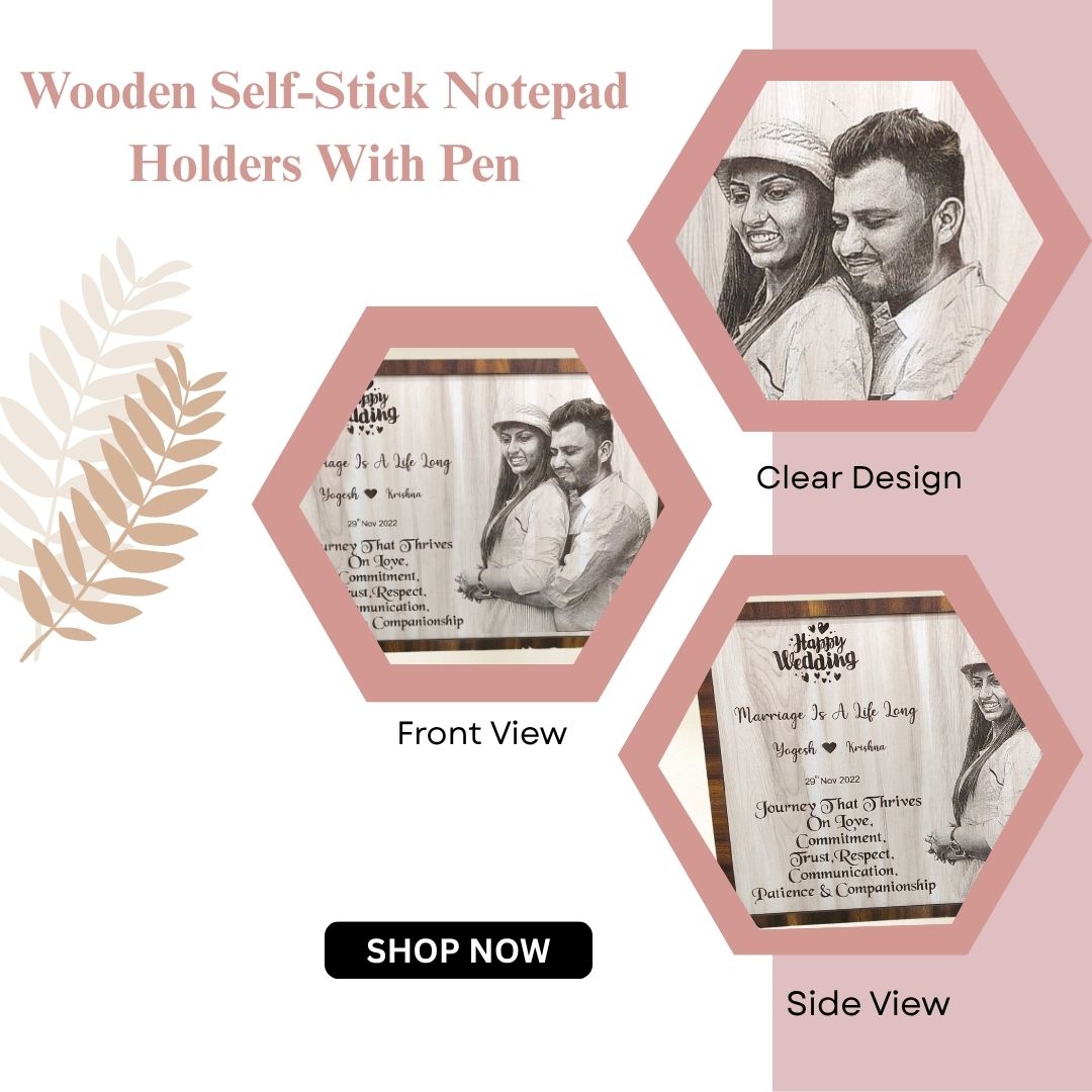 Personalized Wooden Wedding Photo Frame | Custom Engraved Couple Gift Plaque by Wood Heart