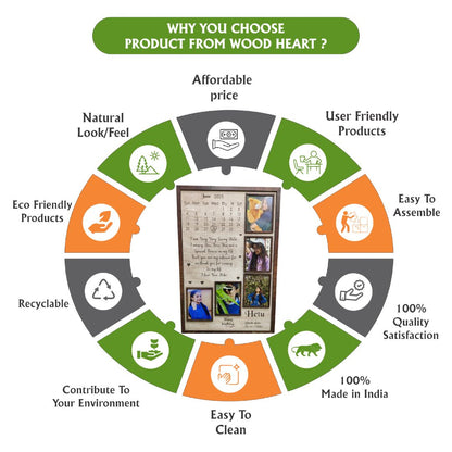 Personalized Wooden Birthday Calendar Photo Frame | Custom Engraved Gift for Special Occasions