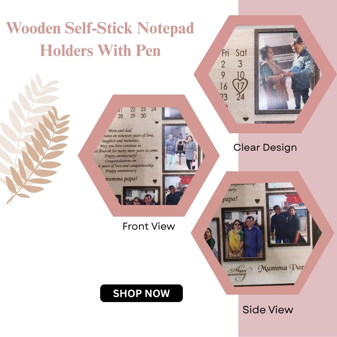 Wooden Personalized Anniversary Calendar Photo Frame – Custom Engraved Gift for Parents (19th Anniversary Edition)