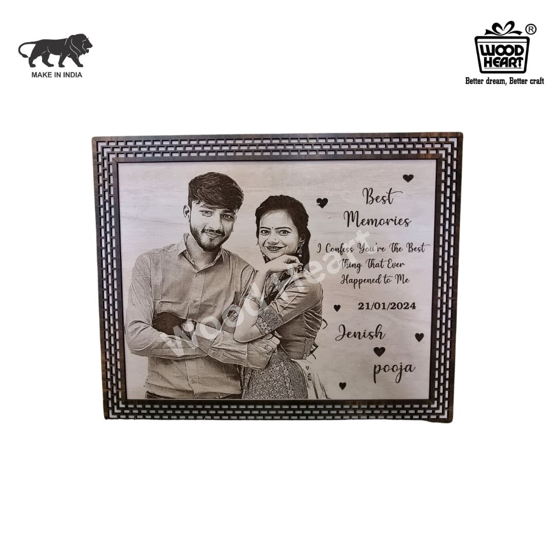 Personalized Wooden Photo Frame | Custom Best Memories Couple Gift Plaque