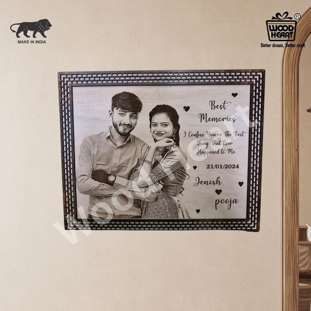 Personalized Wooden Photo Frame | Custom Best Memories Couple Gift Plaque