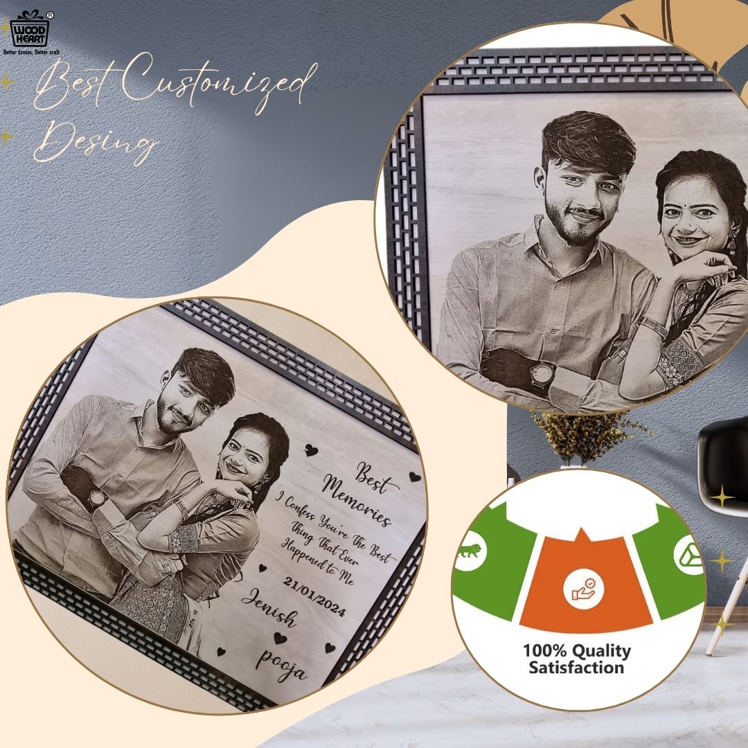 Personalized Wooden Photo Frame | Custom Best Memories Couple Gift Plaque