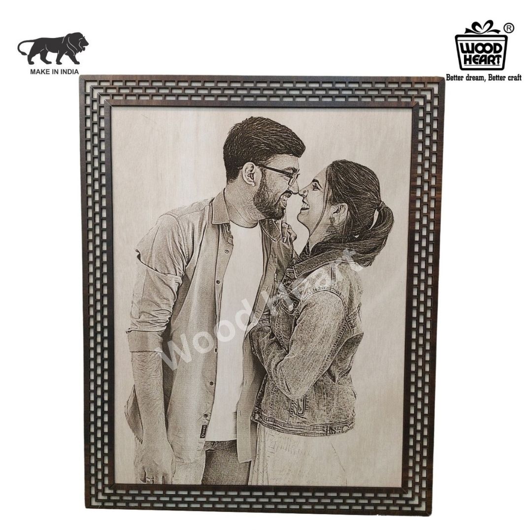 Personalized Wooden Engraved Photo Frame | Custom Couple Gift Plaque