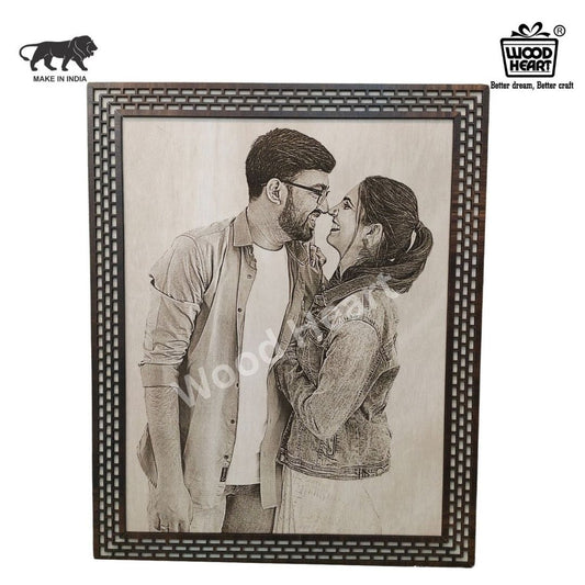 Personalized Wooden Engraved Photo Frame | Custom Couple Gift Plaque